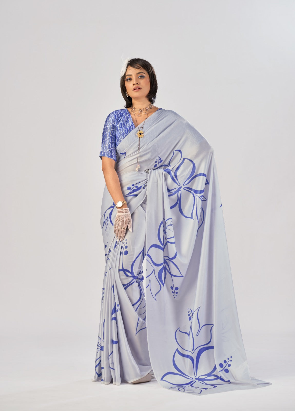 Premium Printed Satin Silk Saree