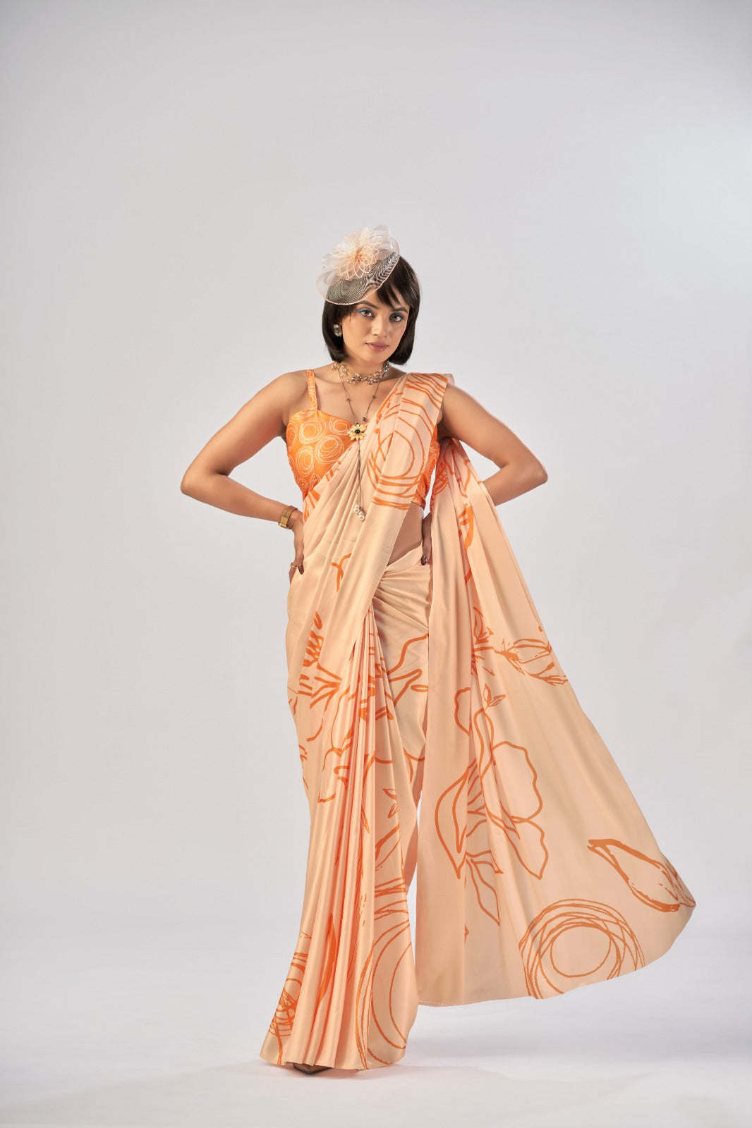 Premium Printed Satin Silk Saree