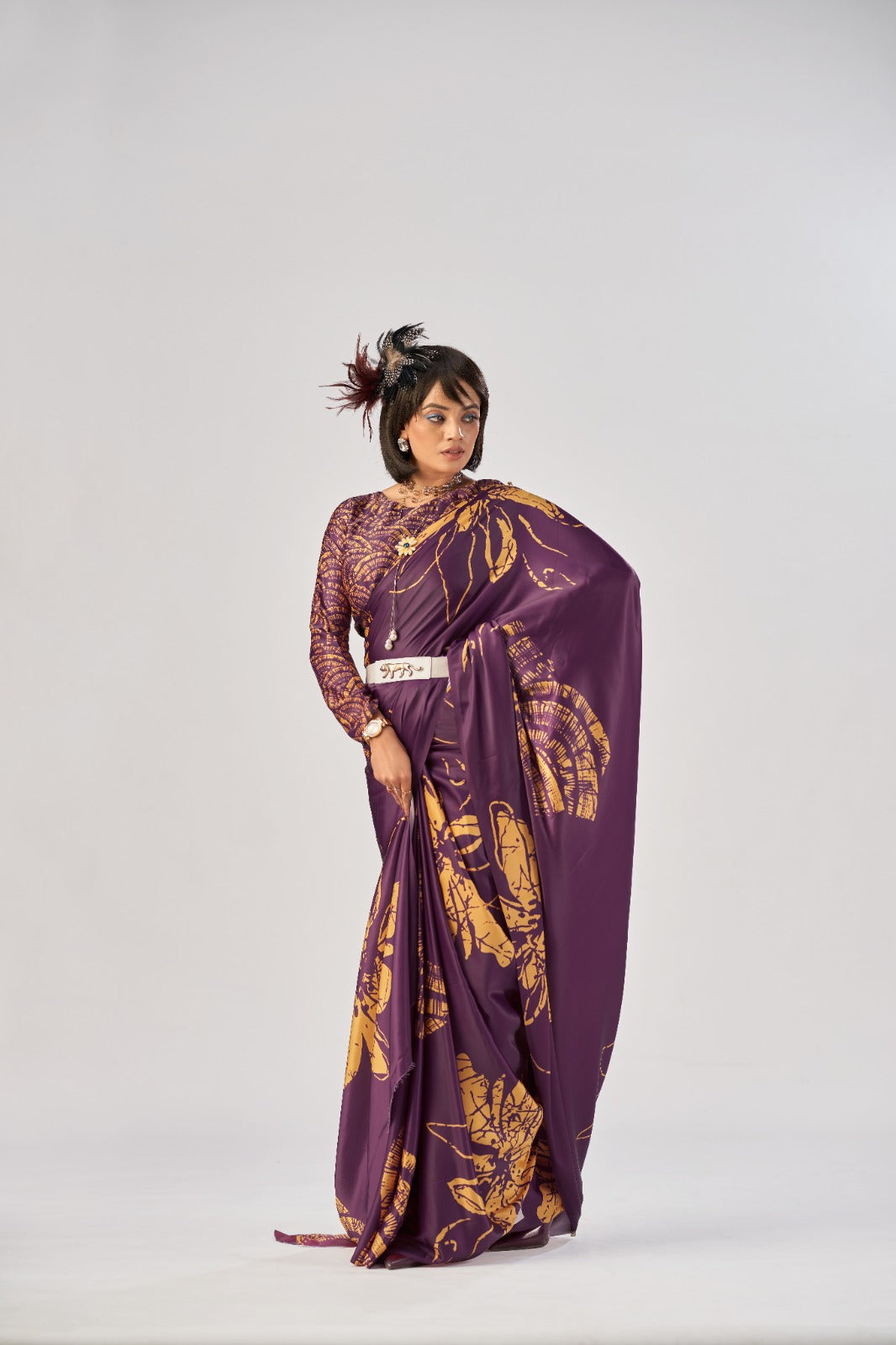 Premium Printed Satin Silk Saree