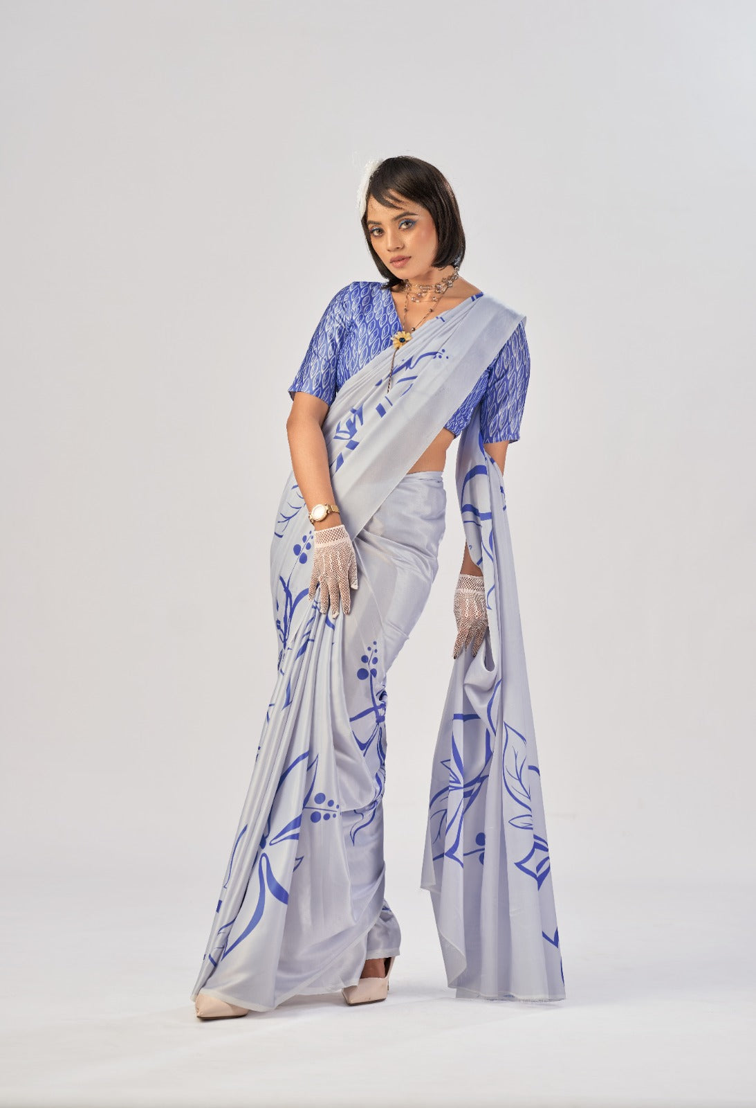 Premium Printed Satin Silk Saree