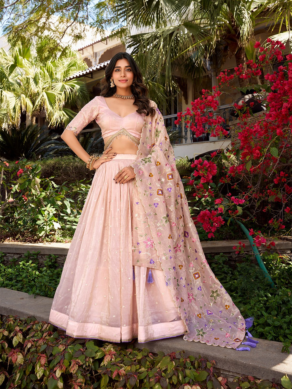 Designer Embroidered Lehenga Choli Set With Unstitched Blouse