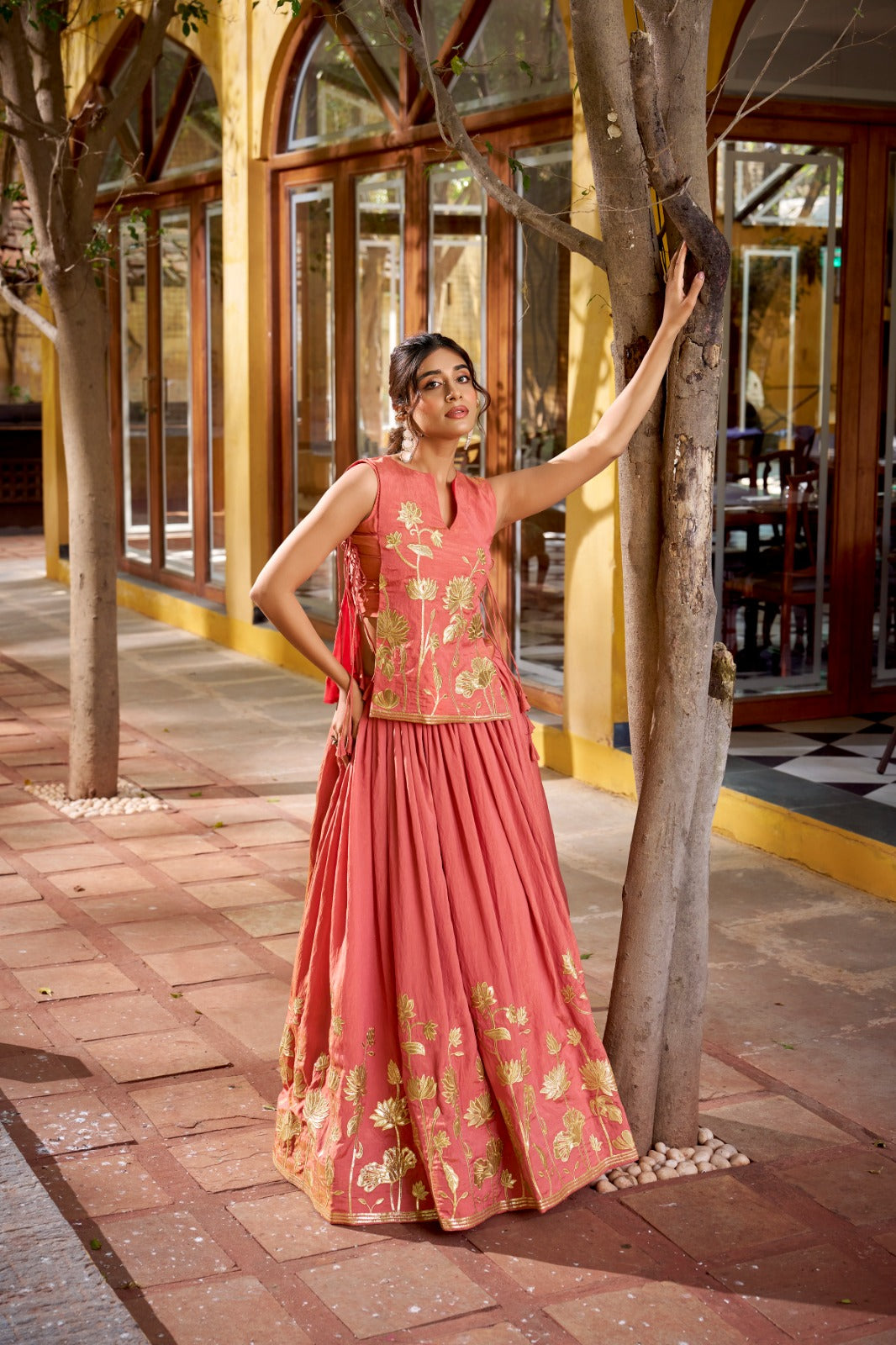 Designer Shimmer Embroidered Overlay Top Lehenga Set