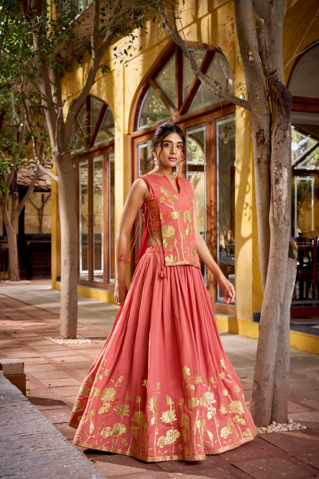 Designer Shimmer Embroidered Overlay Top Lehenga Set