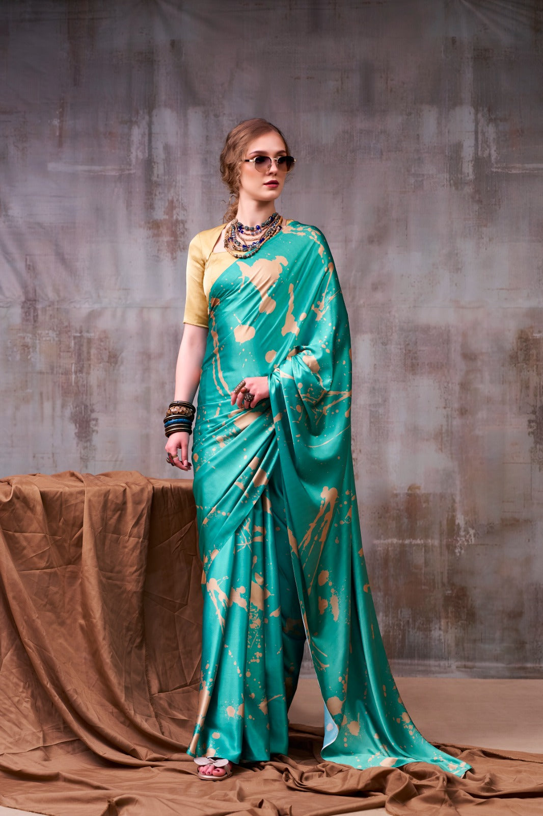 Designer Printed Satin Silk Saree