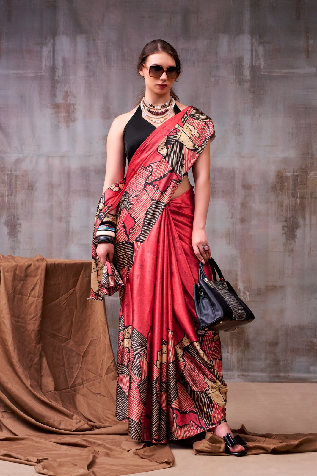 Designer Printed Satin Silk Saree