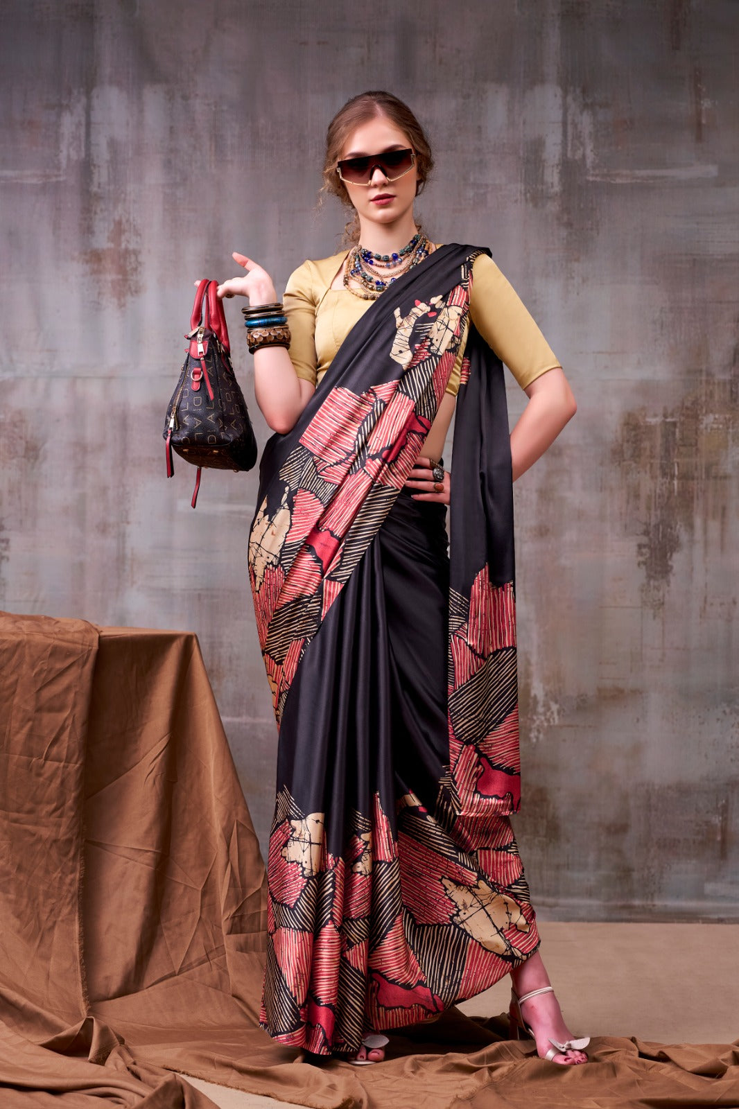 Designer Printed Satin Silk Saree