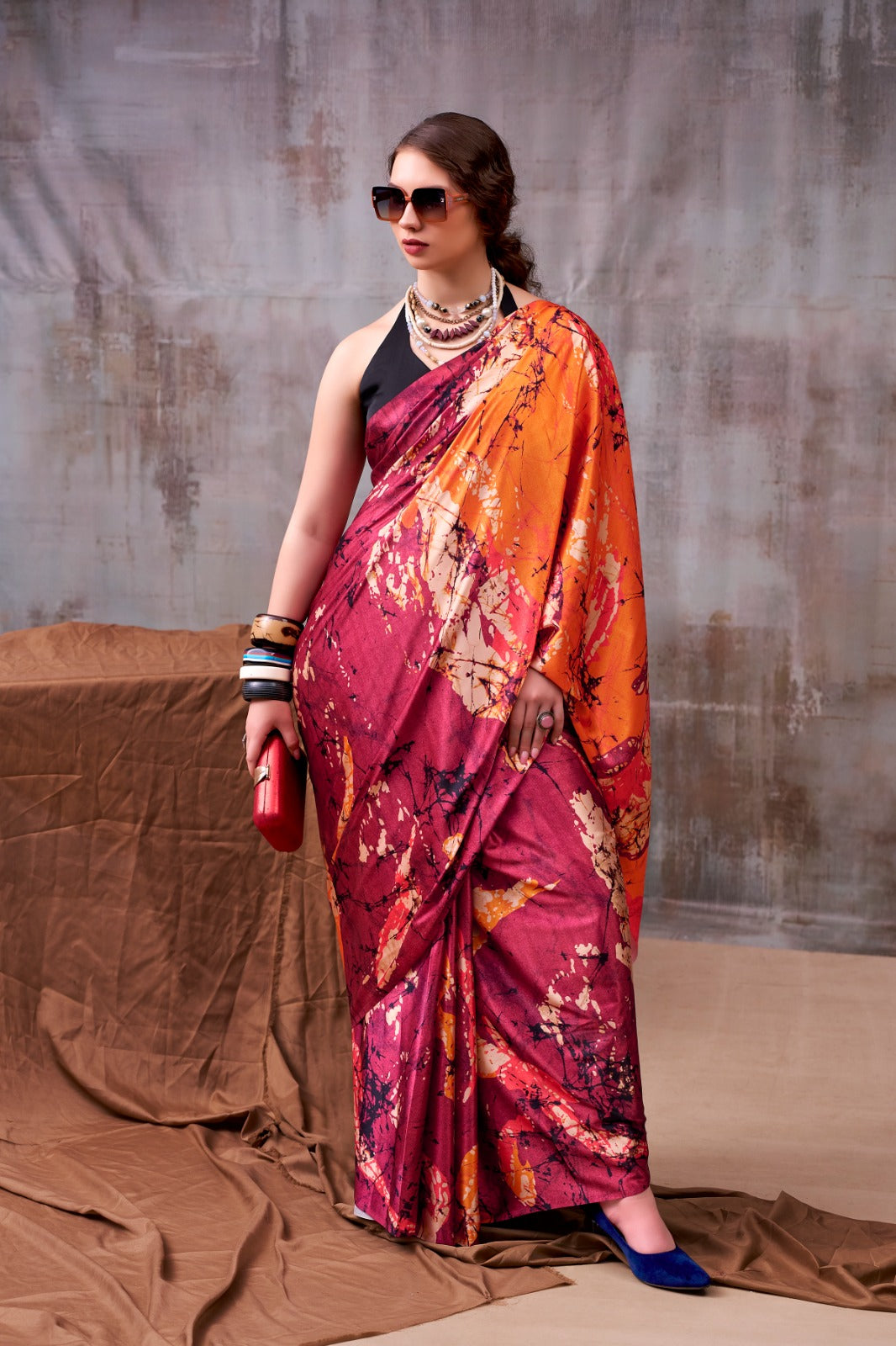 Designer Printed Satin Silk Saree