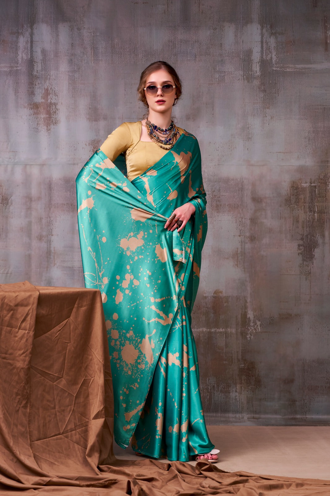 Designer Printed Satin Silk Saree