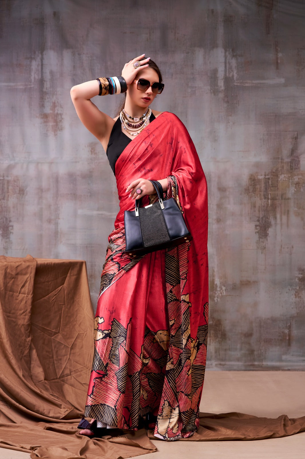 Designer Printed Satin Silk Saree