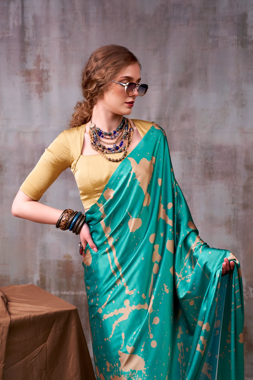 Designer Printed Satin Silk Saree