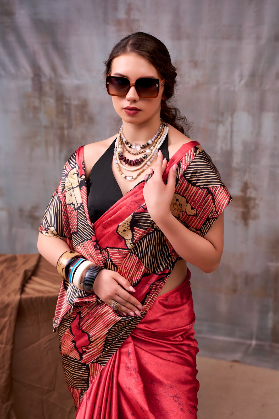Designer Printed Satin Silk Saree