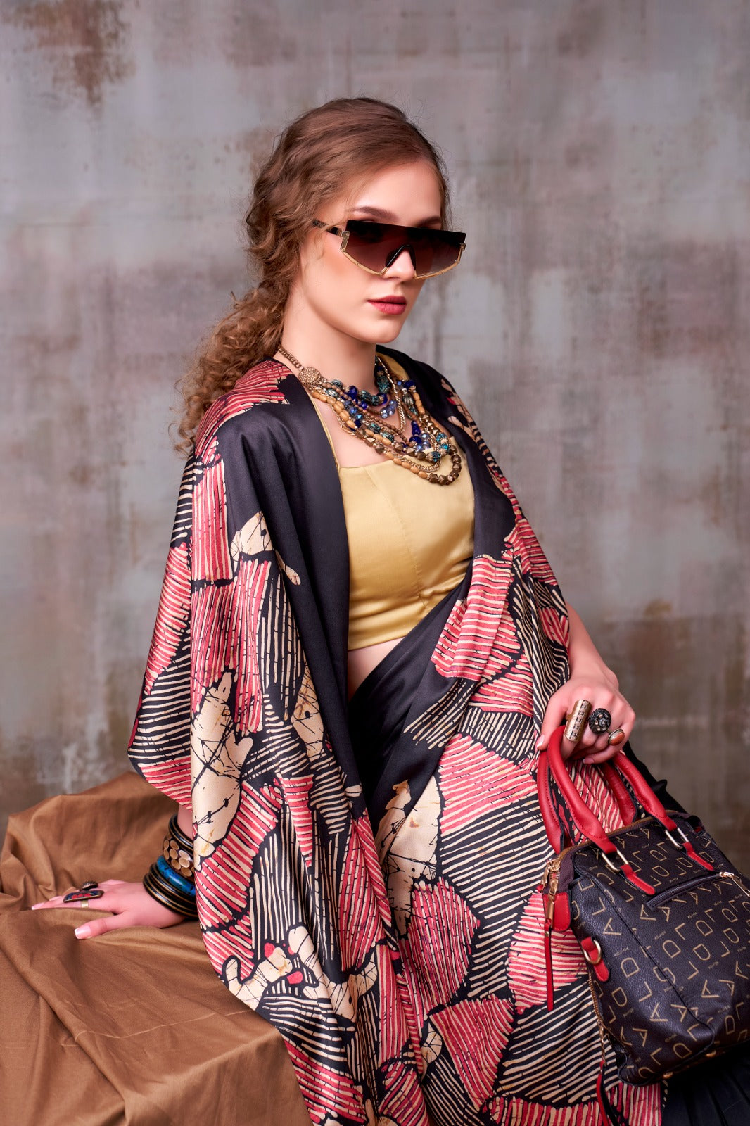 Designer Printed Satin Silk Saree