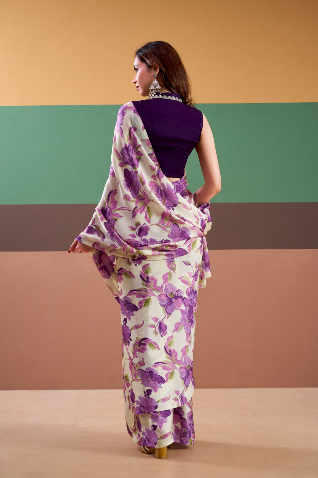 Designer Printed Satin Silk Saree Women