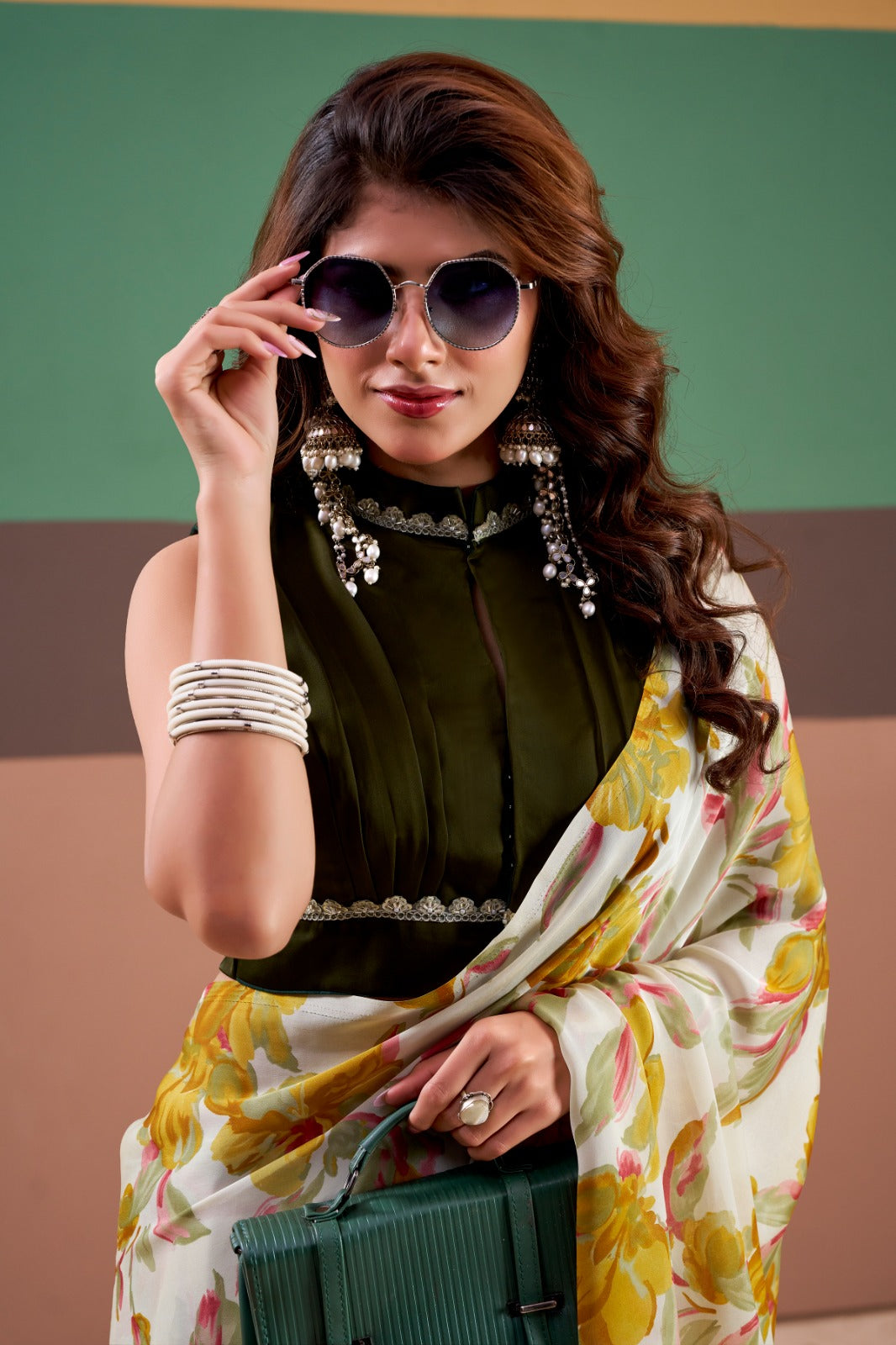 Designer Printed Satin Silk Saree Women