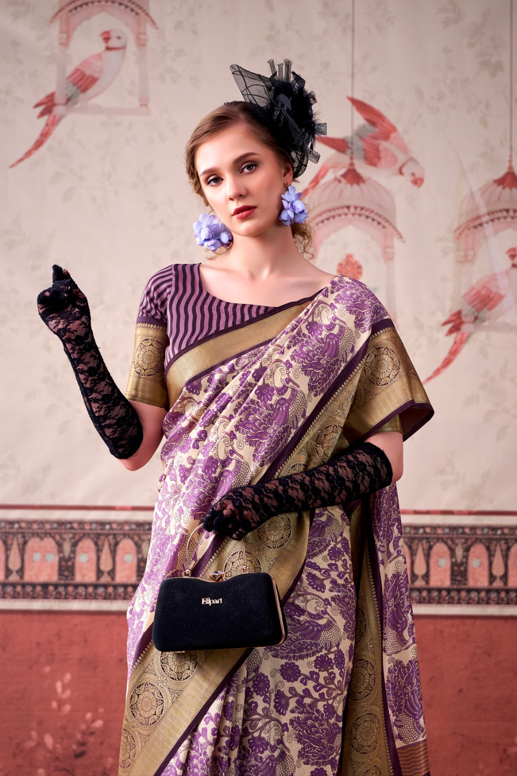 Tasar Silk Printed Saree With Unstitched Blouse