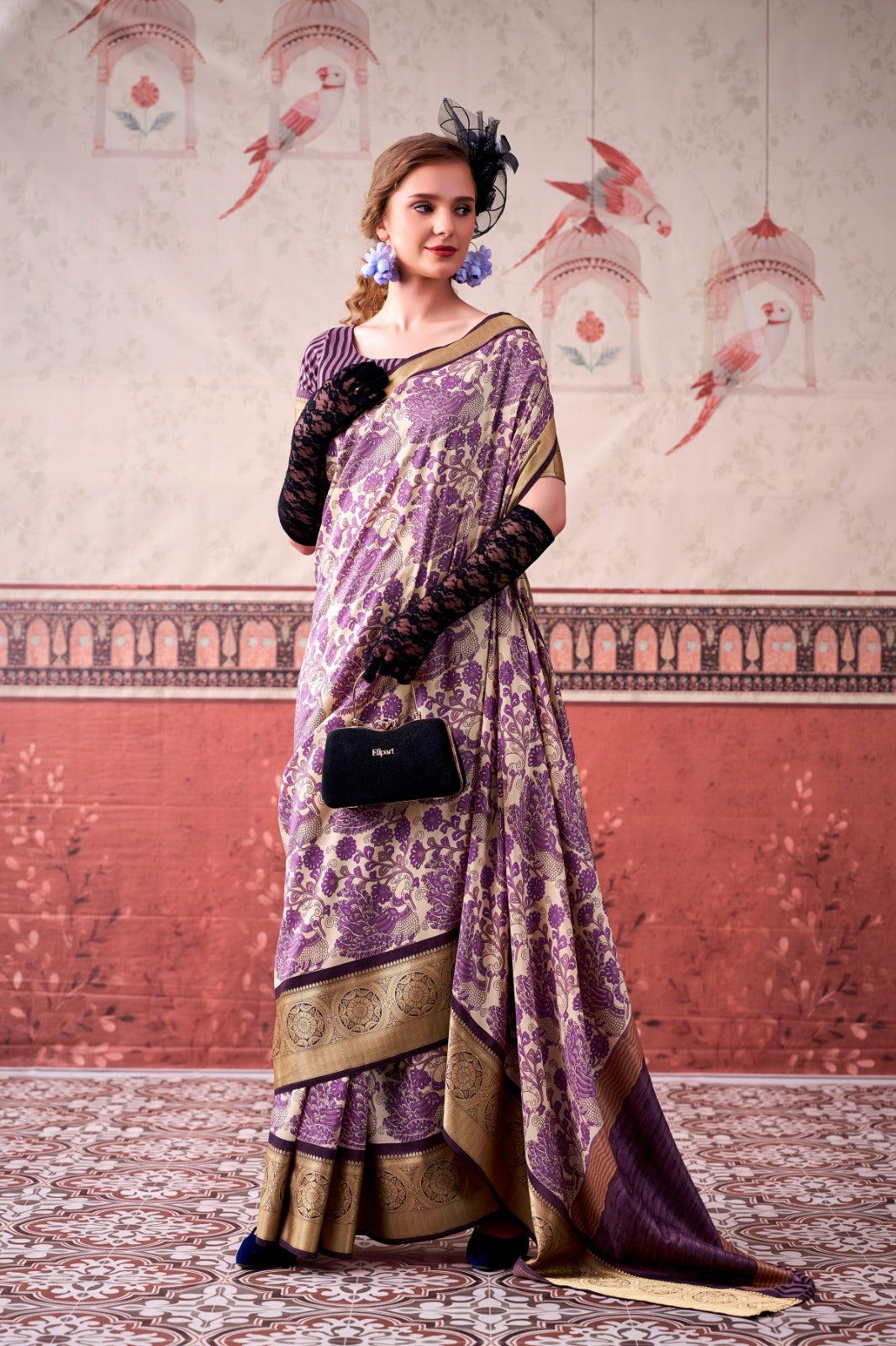 Tasar Silk Printed Saree With Unstitched Blouse