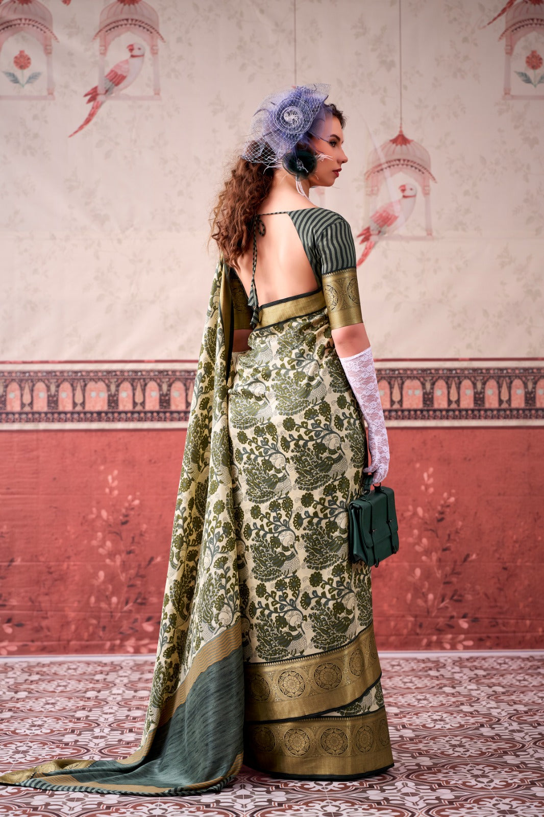 Tasar Silk Printed Saree With Unstitched Blouse