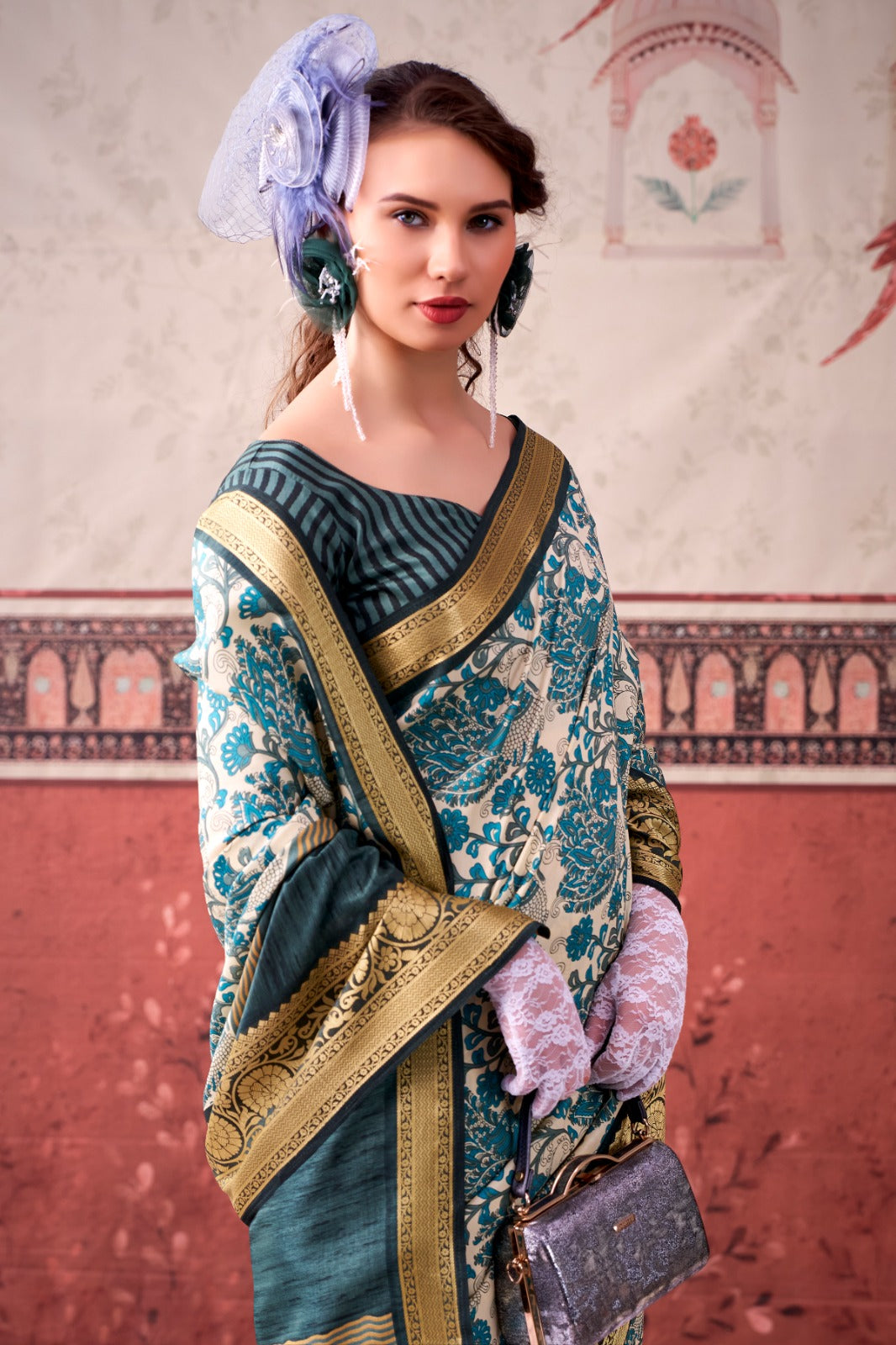 Tasar Silk Printed Saree With Unstitched Blouse