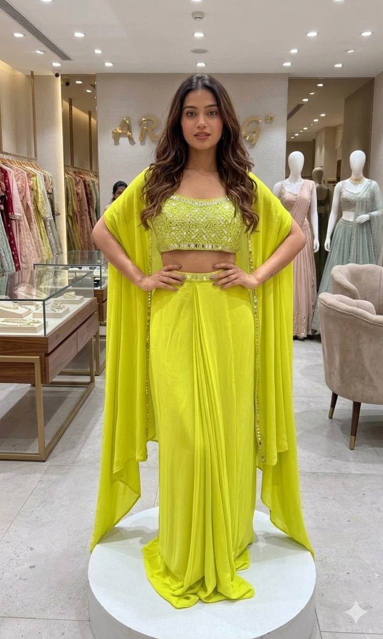 Designer Party Wear Skirt Set with Shrug