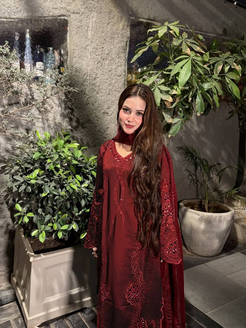Designer Embroidered Kurti Palazzo Dupatta Set