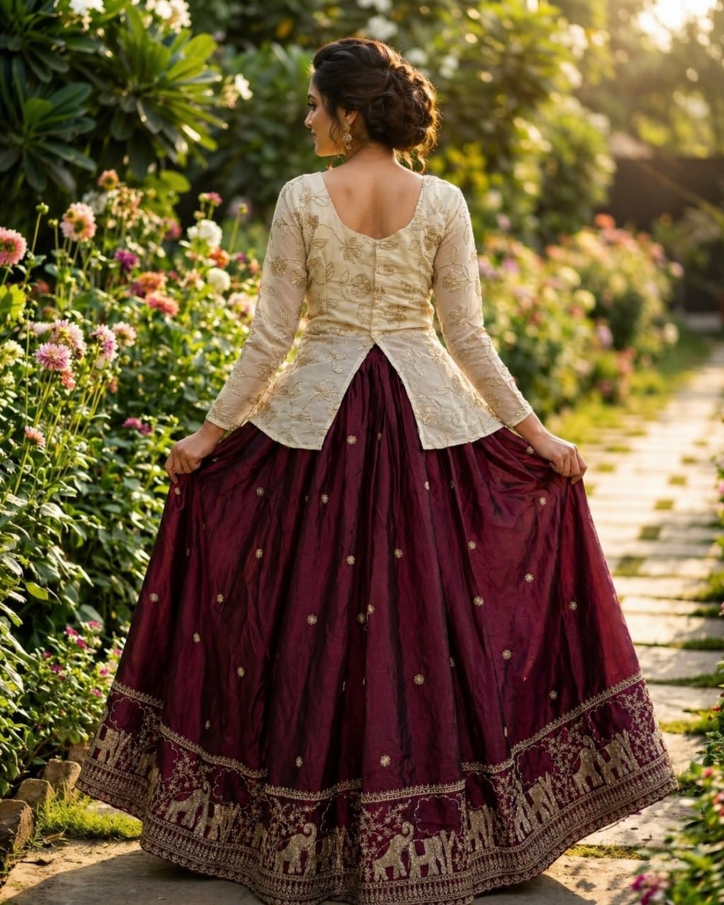 Zari Embroidered Fendy Silk Lehenga Set