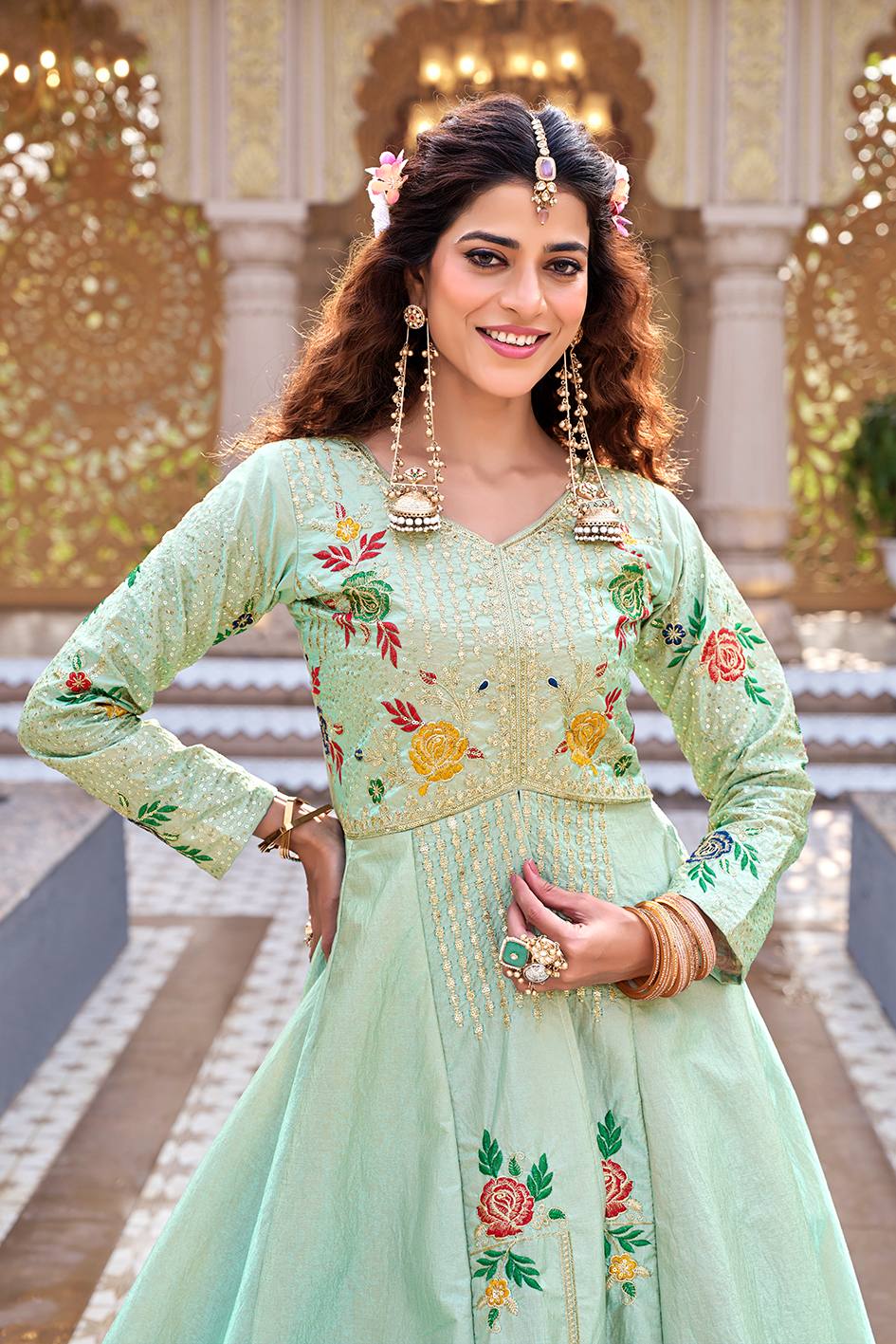 Designer Embroidered Satin Silk Lehenga Top Set