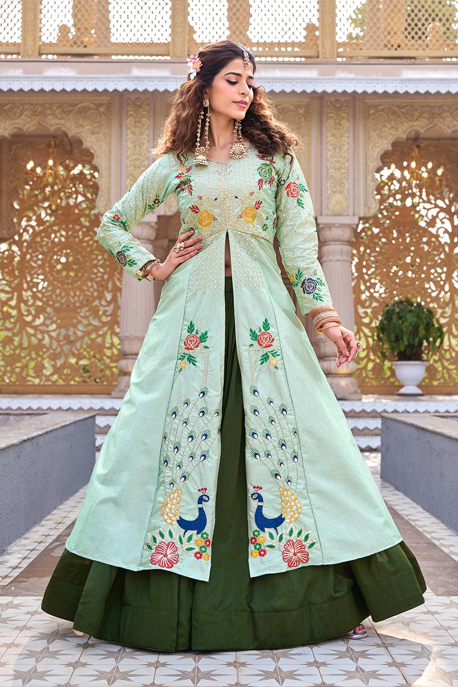 Designer Embroidered Satin Silk Lehenga Top Set