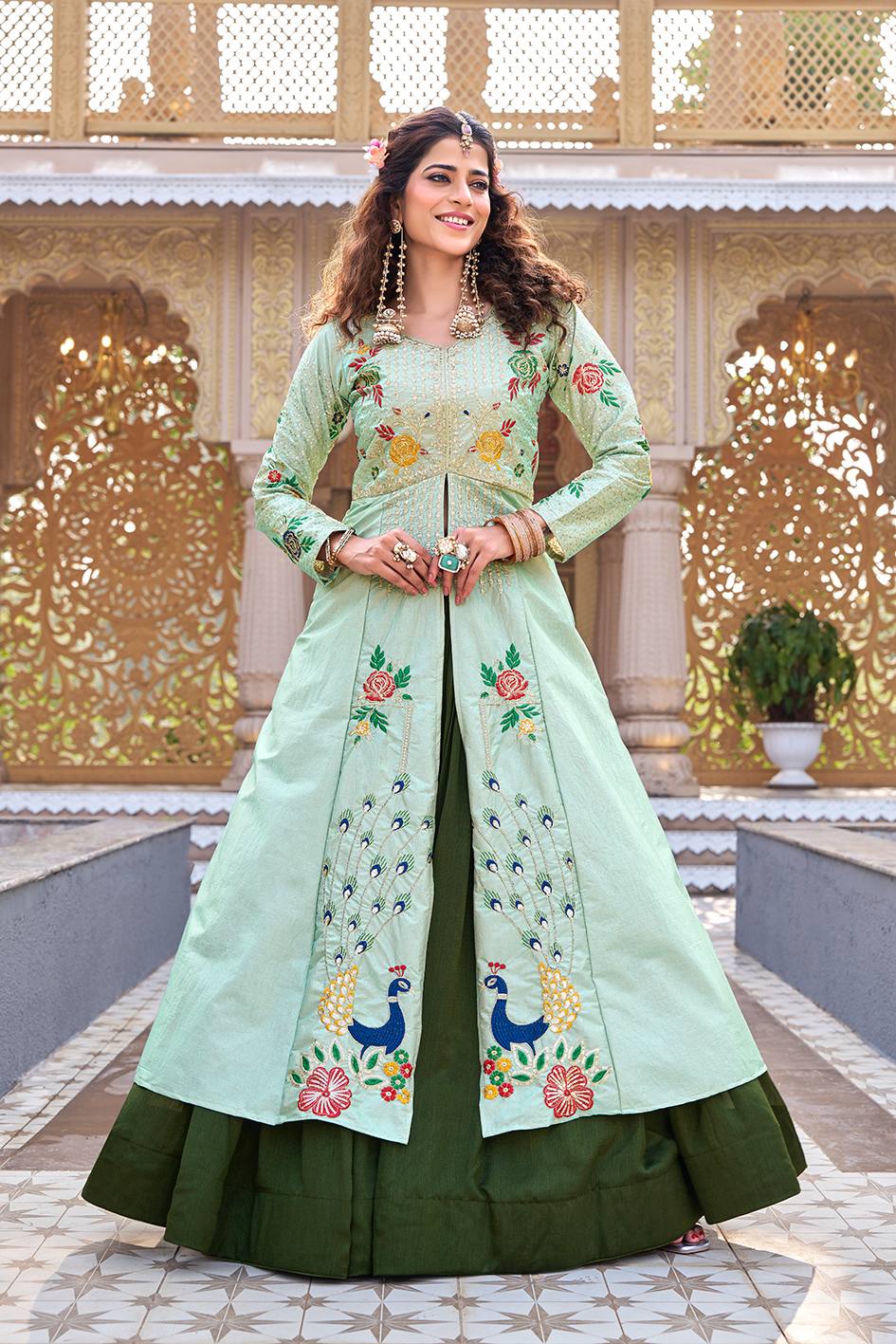 Designer Embroidered Satin Silk Lehenga Top Set