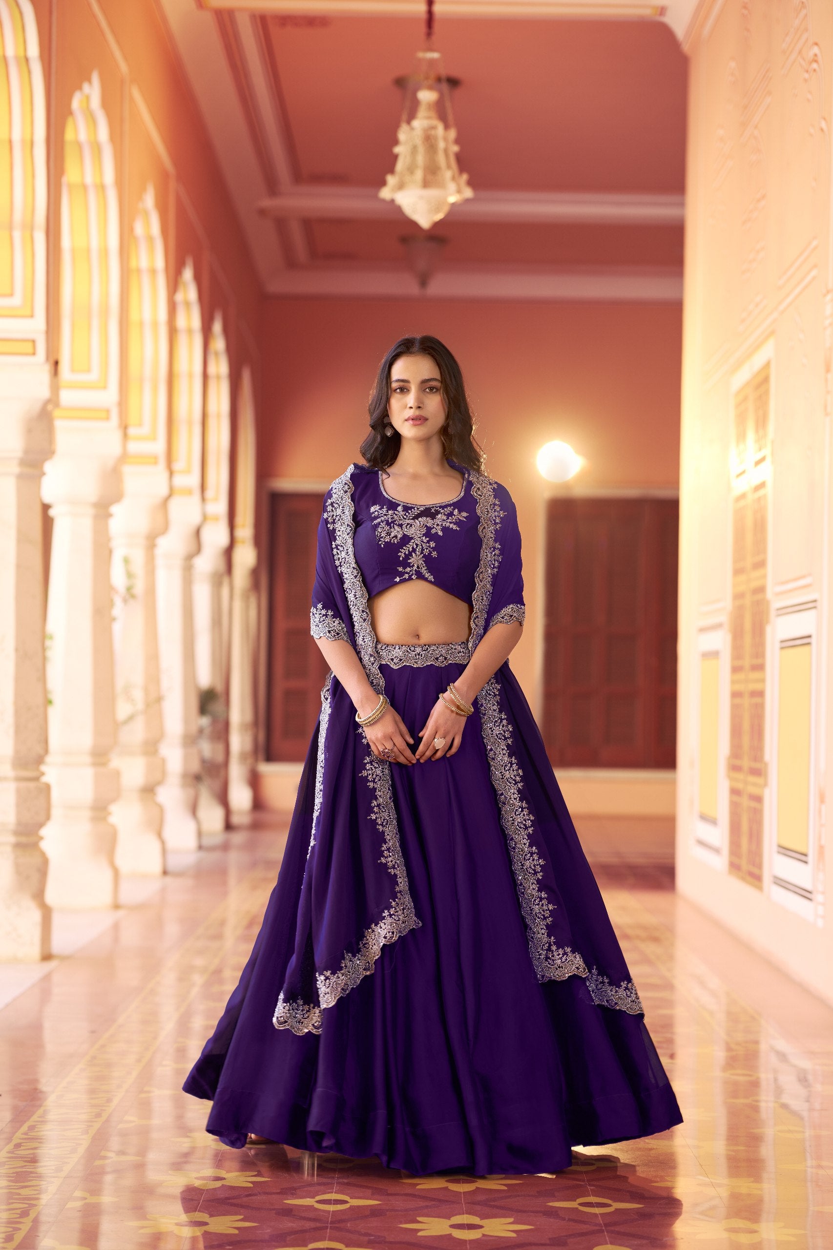 Designer Beads Sequins Embroidered Lehenga Set