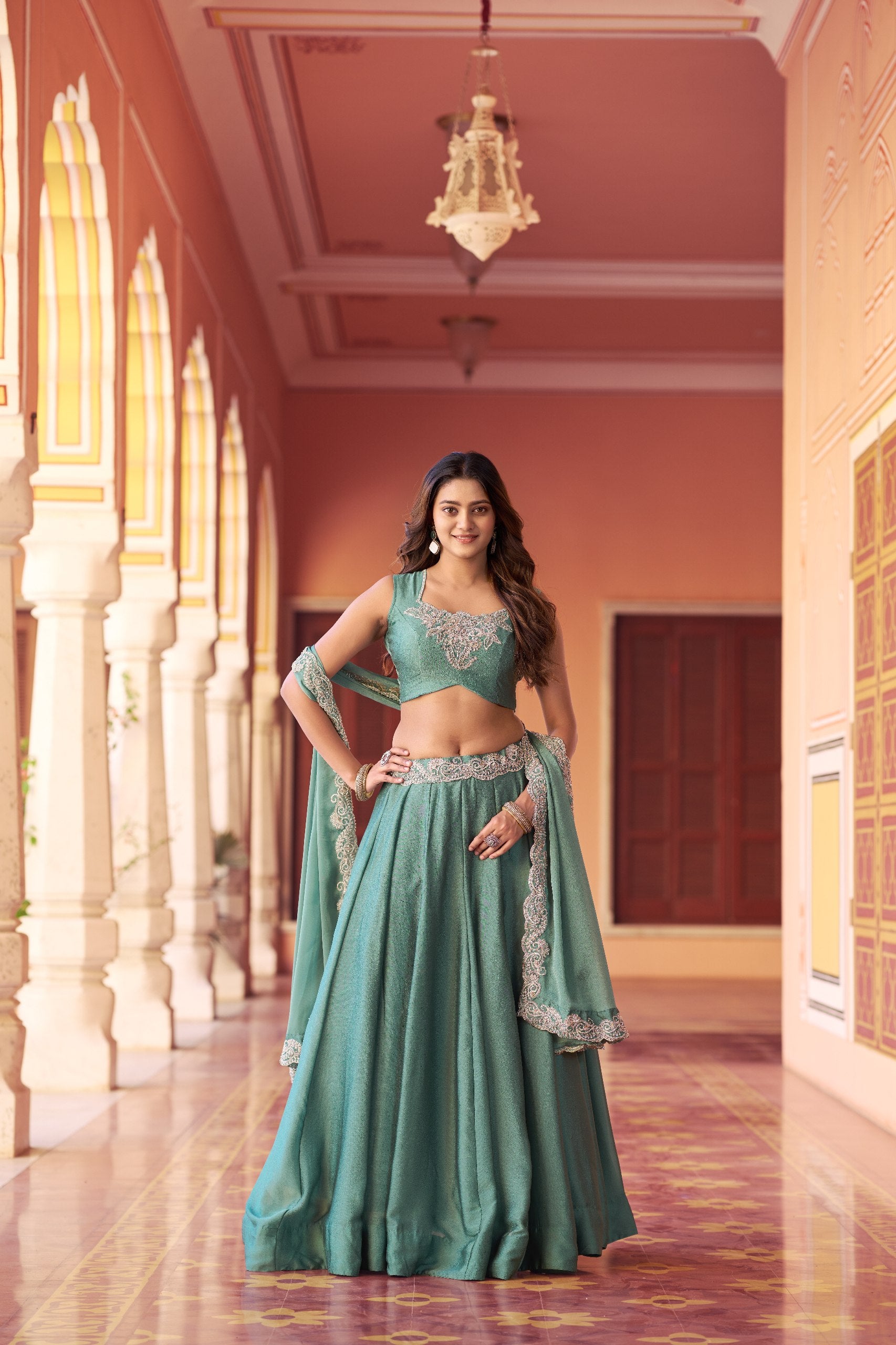 Designer Beads Sequins Embroidered Lehenga Set