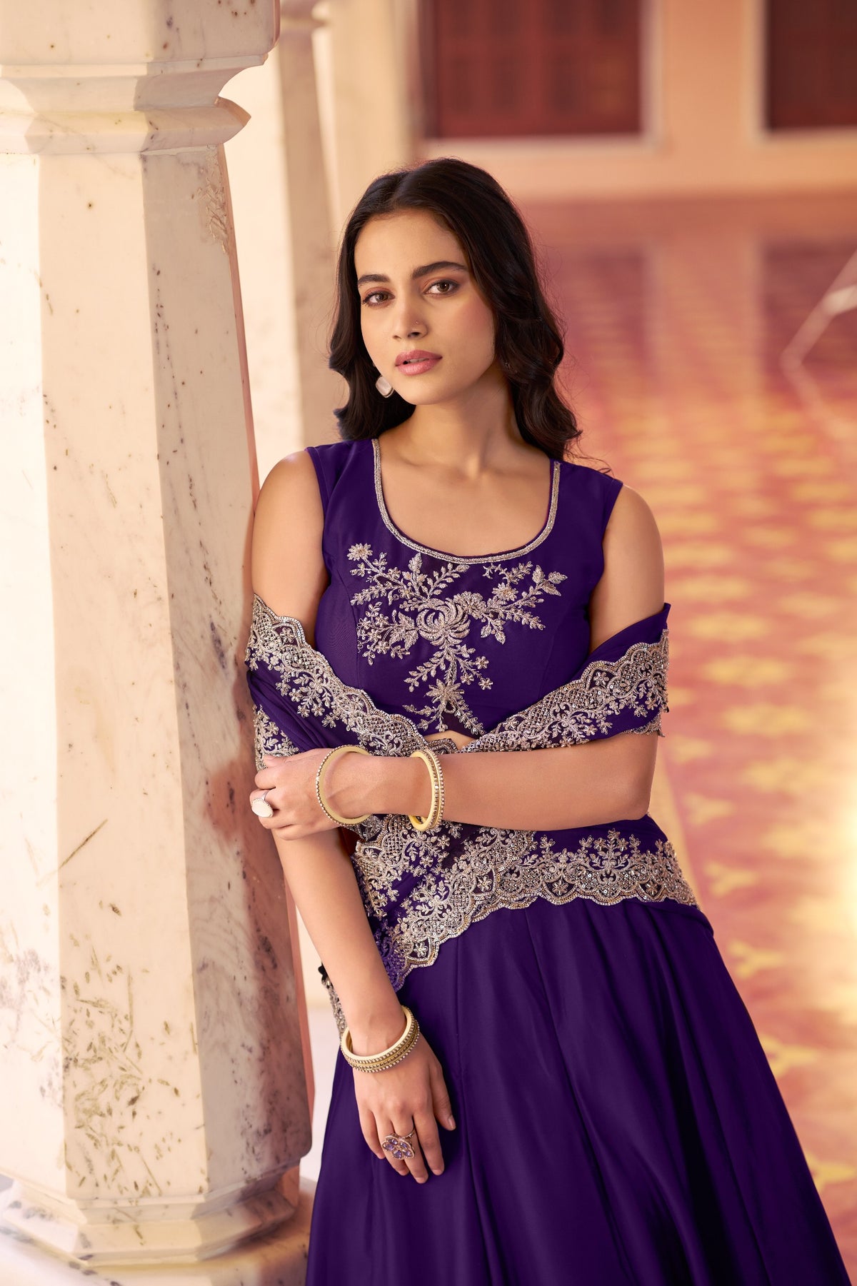 Designer Beads Sequins Embroidered Lehenga Set