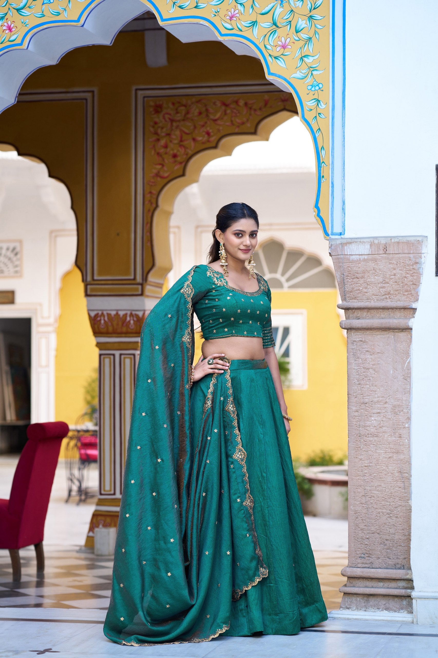 Designer NC Silk Embroidered Lehenga Choli Set