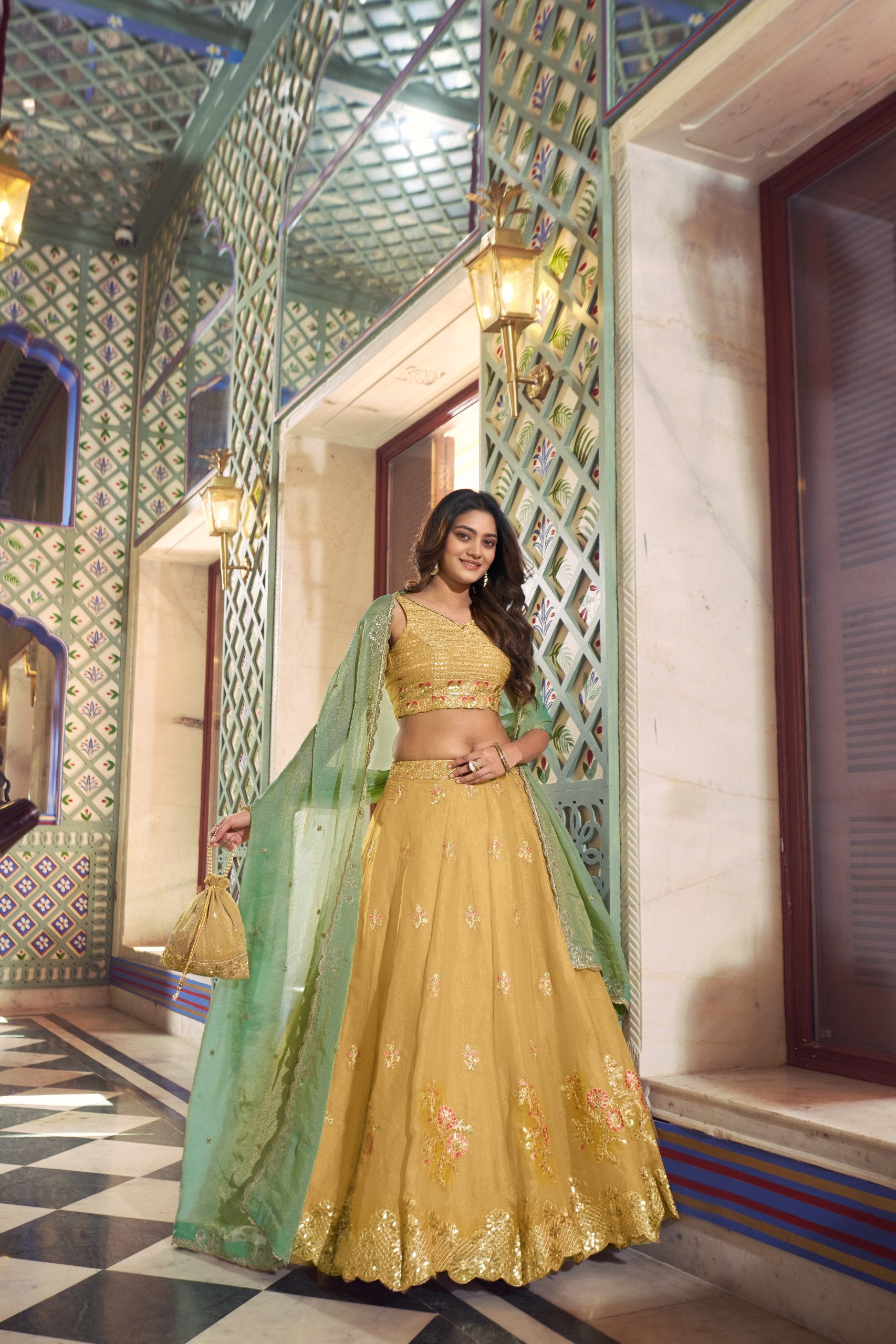 Designer Sequins Embroidered Wedding Wear Lehenga Set