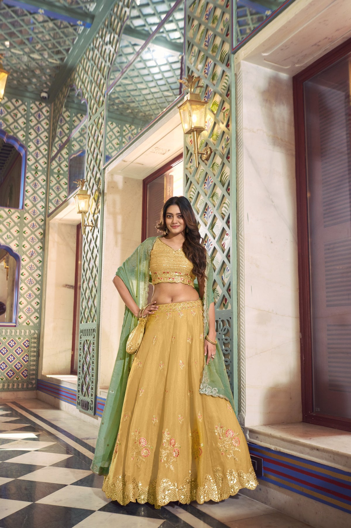 Designer Sequins Embroidered Wedding Wear Lehenga Set