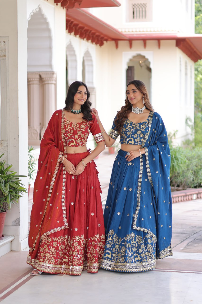 Wedding Wear Silk Embroidered Lehenga Choli Set