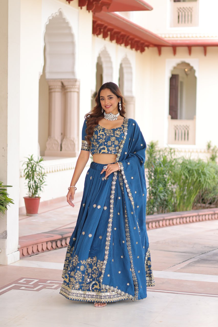 Wedding Wear Silk Embroidered Lehenga Choli Set