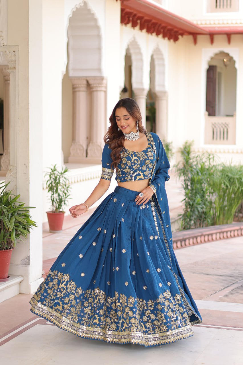 Wedding Wear Silk Embroidered Lehenga Choli Set