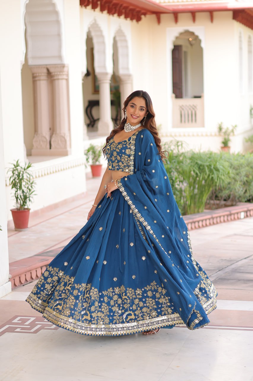 Wedding Wear Silk Embroidered Lehenga Choli Set