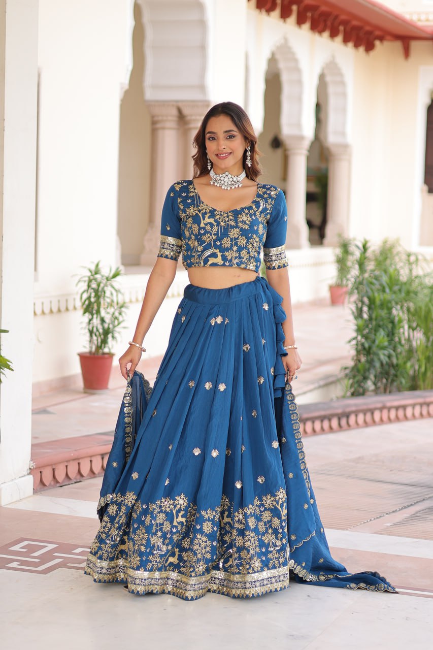 Wedding Wear Silk Embroidered Lehenga Choli Set