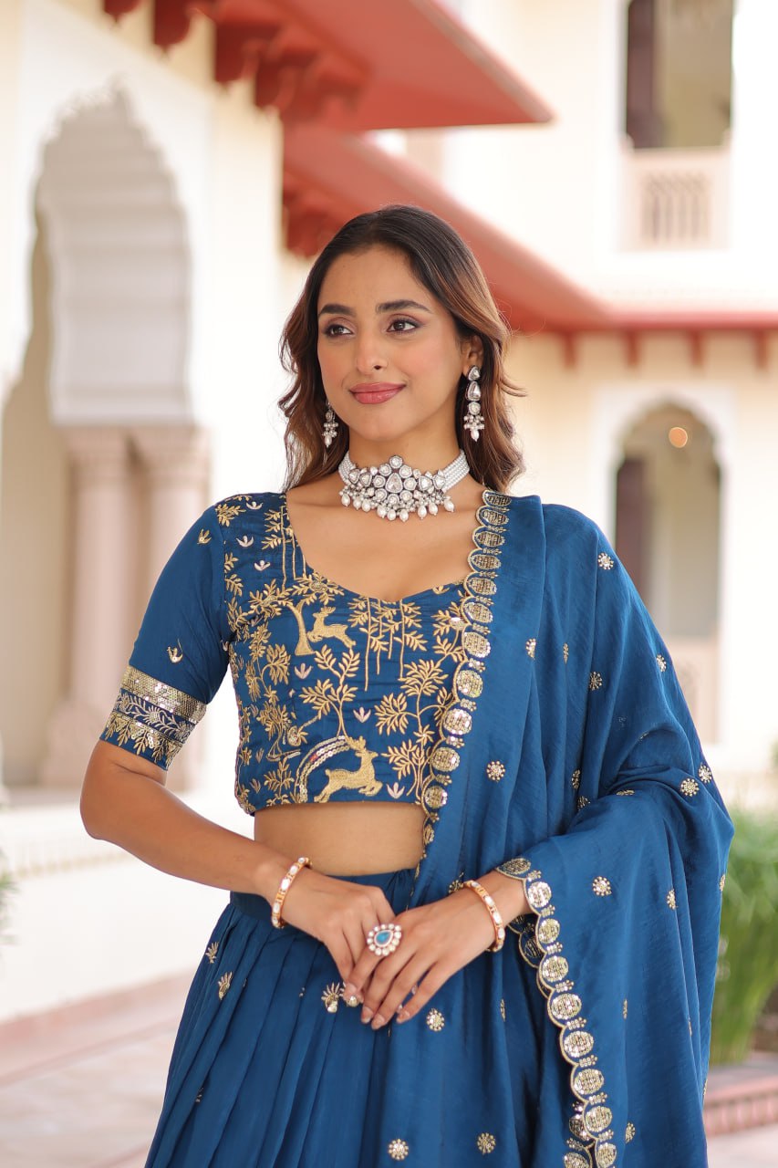 Wedding Wear Silk Embroidered Lehenga Choli Set