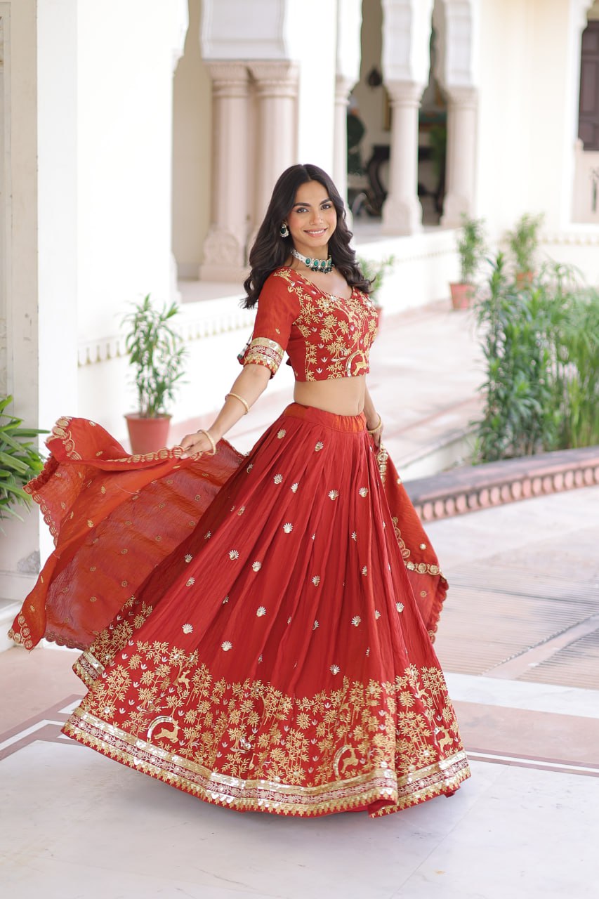 Wedding Wear Silk Embroidered Lehenga Choli Set