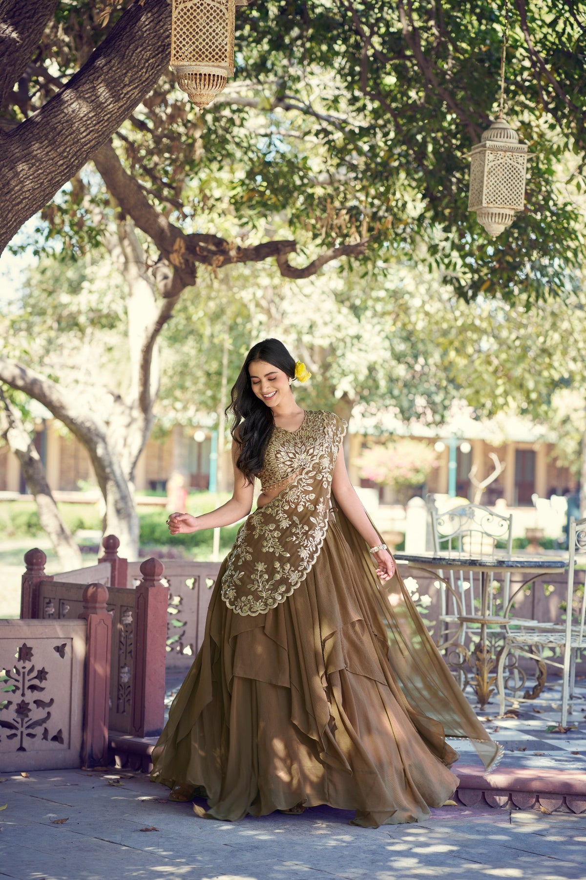 Designer Sequins Thread Embroidered Party Wear Lehenga Set
