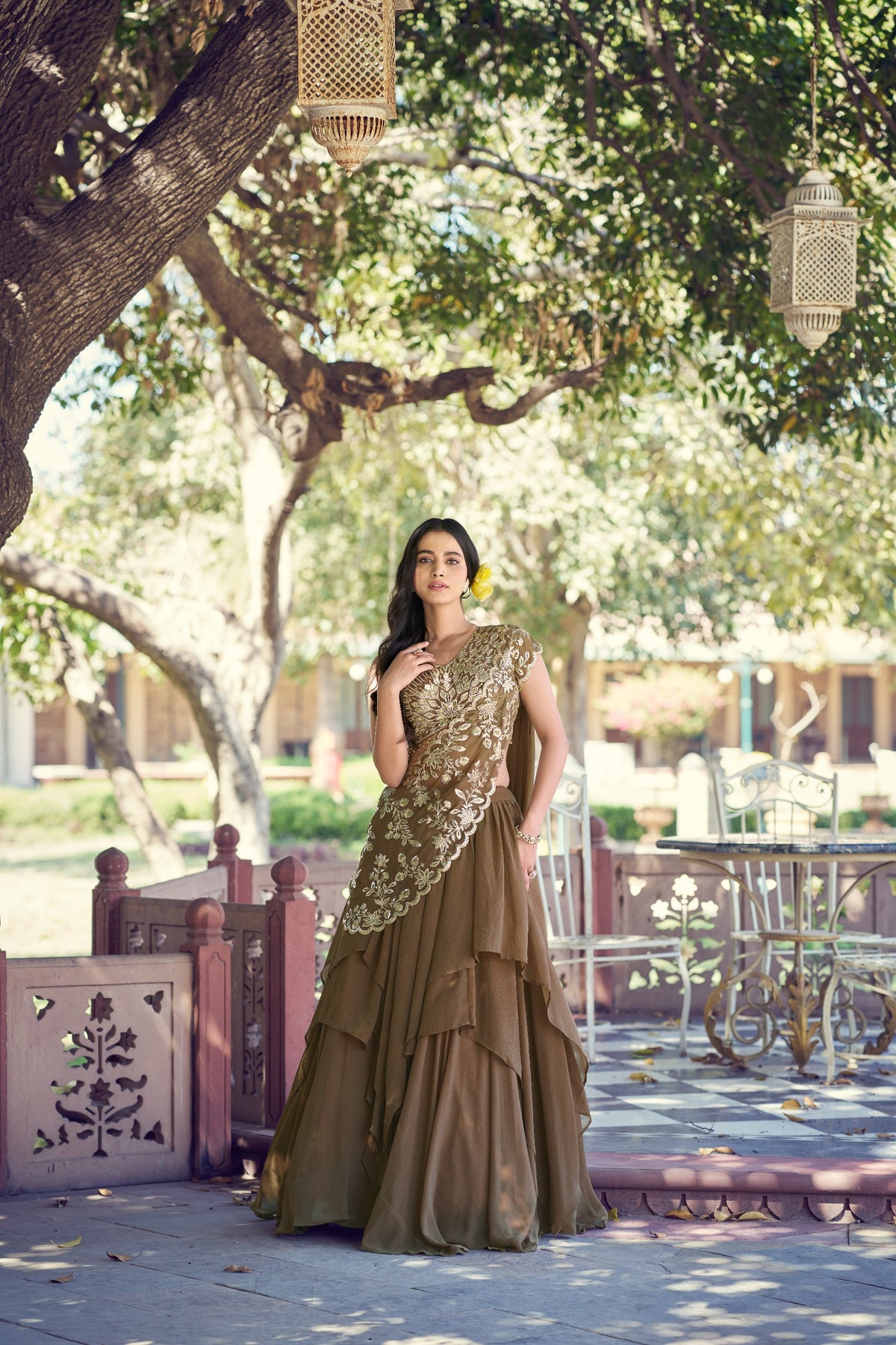 Designer Sequins Thread Embroidered Party Wear Lehenga Set