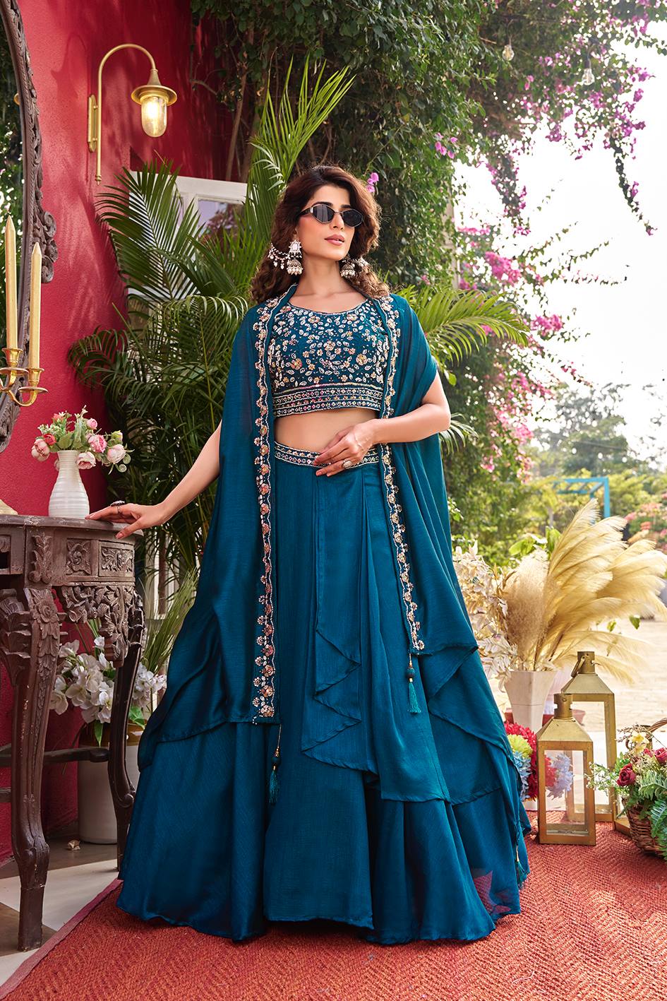 Designer Indo Western Lehenga Shrug Set