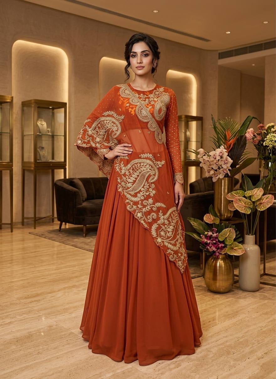 Georgette Embroidered Lehenga with Blouse & Designer Shrug