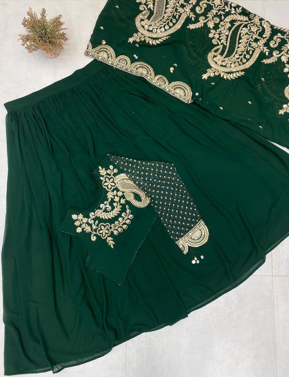 Georgette Embroidered Lehenga with Blouse & Designer Shrug