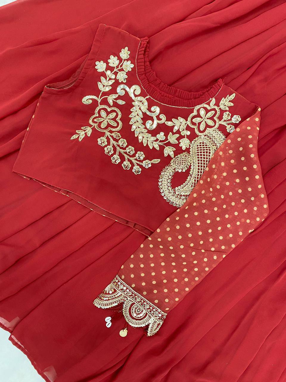 Georgette Embroidered Lehenga with Blouse & Designer Shrug