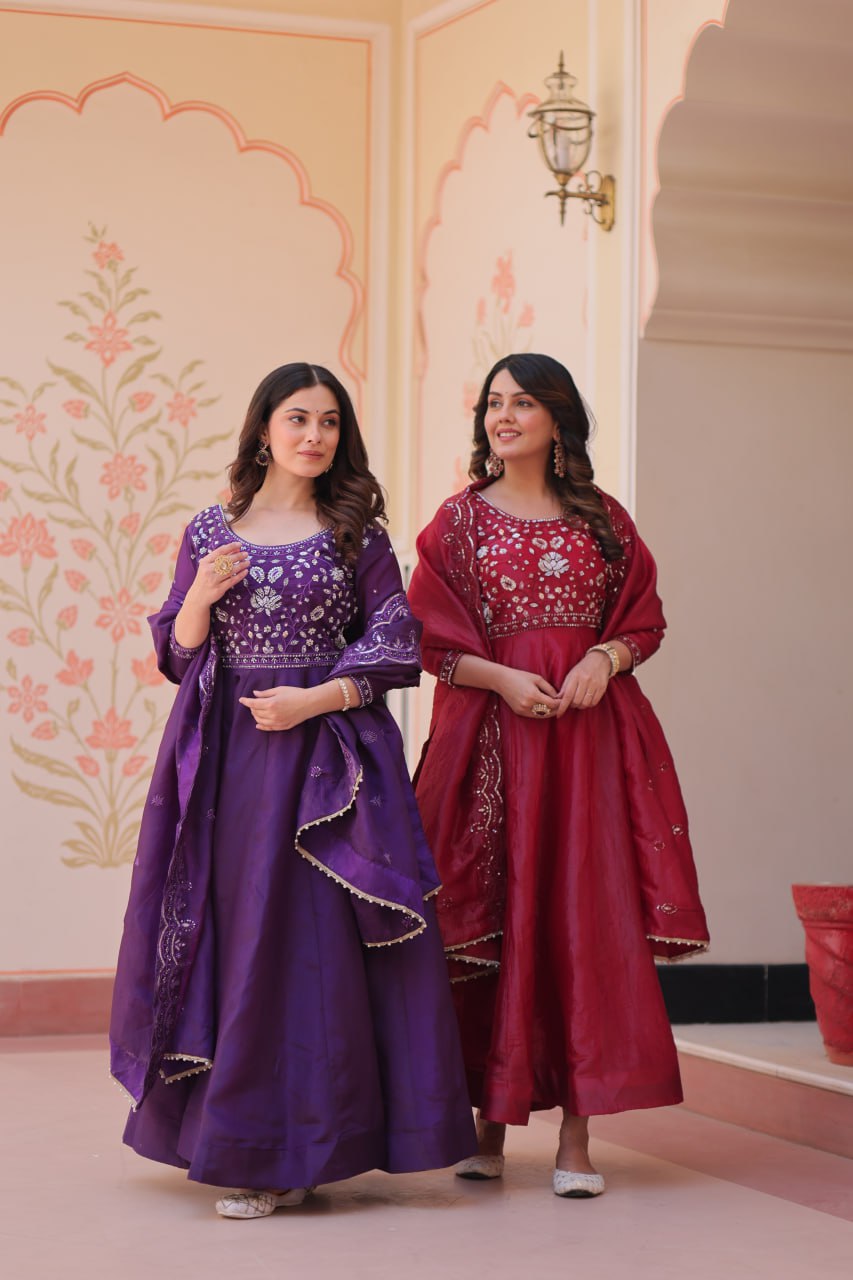 Premium Designer Embroidered Gown Dupatta Set