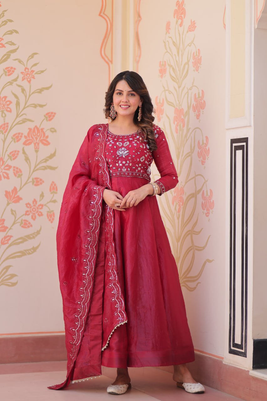 Premium Designer Embroidered Gown Dupatta Set