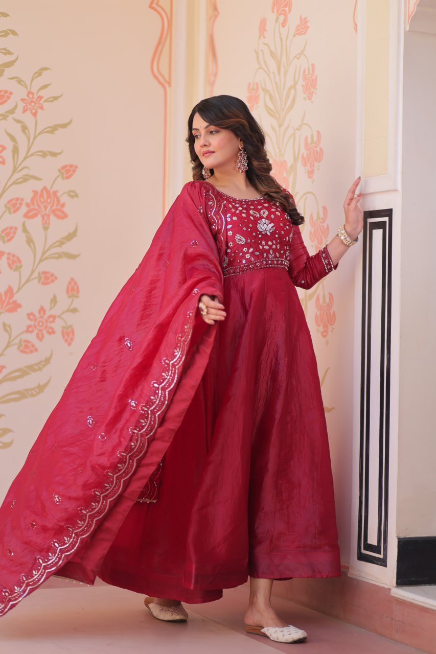 Premium Designer Embroidered Gown Dupatta Set